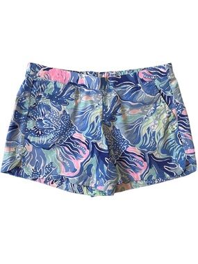🩷🩵Lilly Pulitzer 5” Ocean View Pull On Shorts in Saltwater Blue Shade Seekers 🩵🩷
